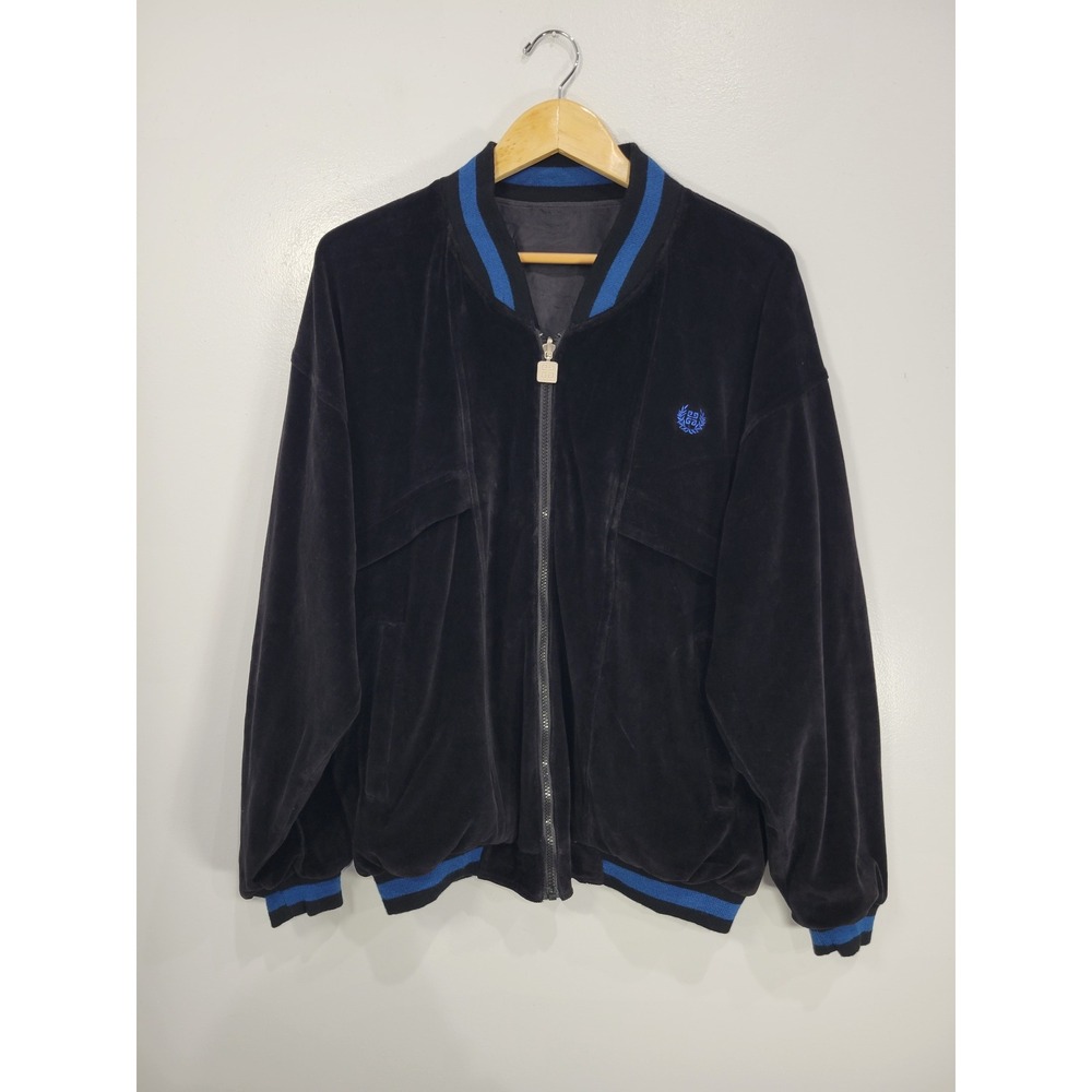 Givenchy Activewear Reversible Bomber Jacket Mens Medium Black‎ Velvet Blue Silk